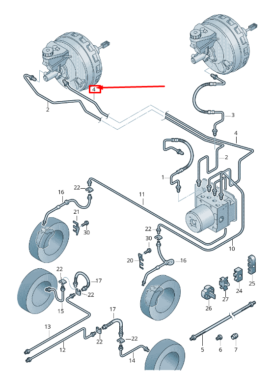 new vw amarok 2h brake pipe from brake cylinder to hydraulics 2h2614742c
