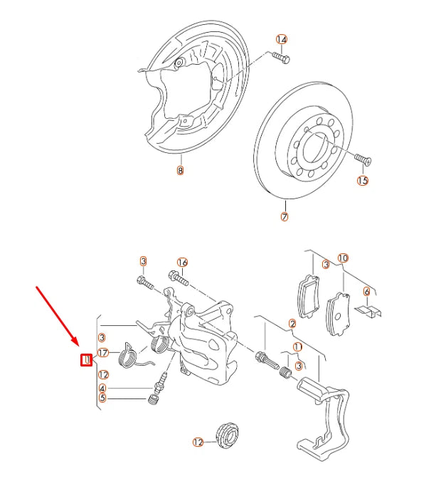 NEW AUDI A3 8P REAR LEFT BRAKE CALIPER HOUSING 5K0615423 ORIGINAL