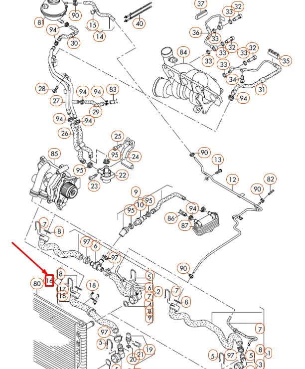 NEW VOLKSWAGEN CC RADIATOR LOWER COOLANT HOSE 3C0122051BQ ORIGINAL