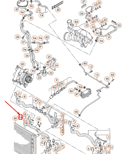 NEW VOLKSWAGEN CC RADIATOR LOWER COOLANT HOSE 3C0122051BQ ORIGINAL