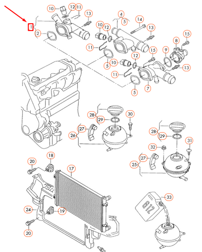 NEW VW BEETLE 9C COOLANT HOSE FLANGE WITH SEALING RING 06A121132C ORIGINAL
