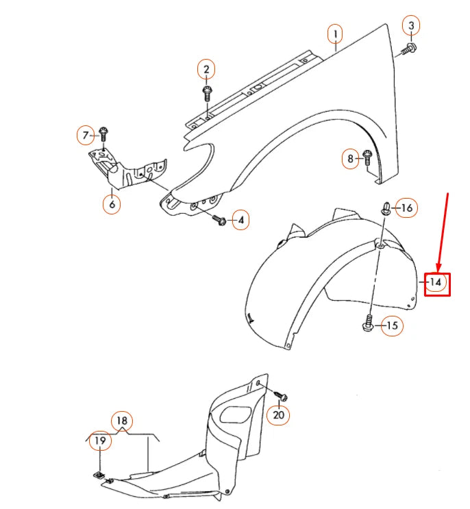 NEW VOLKSWAGEN PASSAT CC FRONT RIGHT WHEEL HOUSING LINER 3C8805978A ORIGINAL