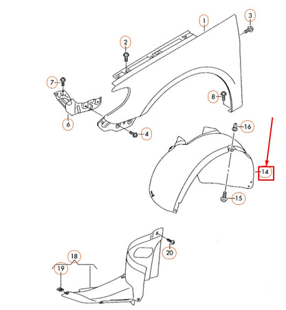 NEW VOLKSWAGEN PASSAT CC FRONT RIGHT WHEEL HOUSING LINER 3C8805978A ORIGINAL