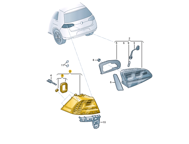 new vw golf r vii rear right taillight 5g0945208c original