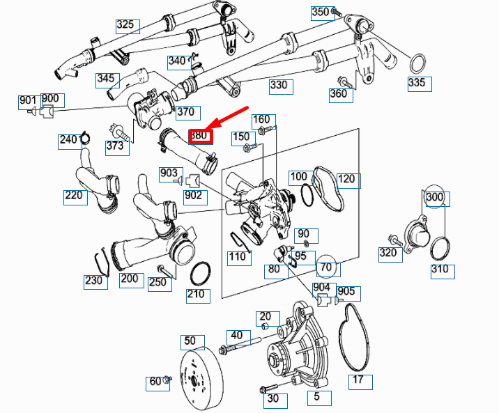 NEW MERCEDES-BENZ C W204 VALVE TO THERMOSTAT HOSE A2712030282 ORIGINAL