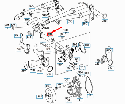 NEW MERCEDES-BENZ C W204 VALVE TO THERMOSTAT HOSE A2712030282 ORIGINAL