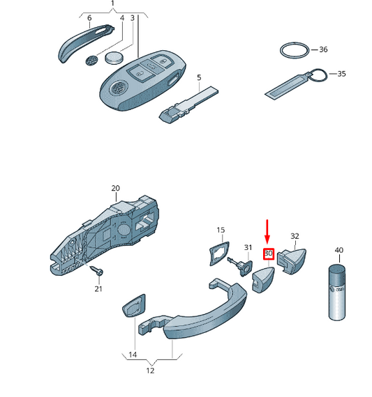 new vw touareg 7p mk2 front right door handle cap rhd 7p6837880gru original