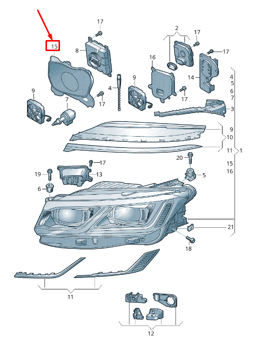 NEW VW TOUAREG CR LEFT HEADLIGHT FAN MOTOR COVER CAP 761998607 ORIGINAL