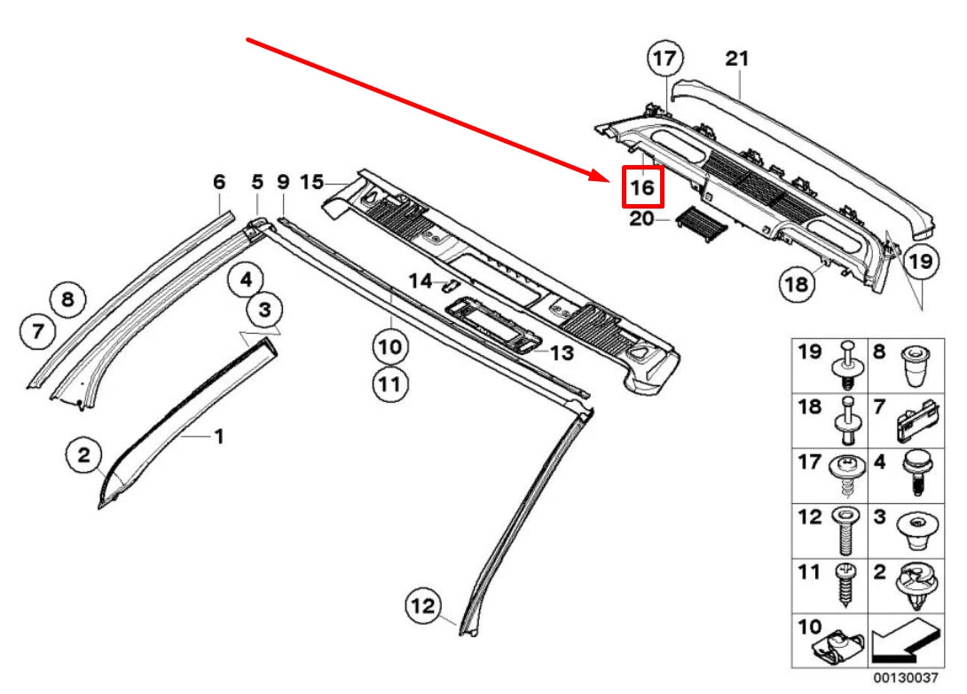 NEW BMW 6 CABRIO E64 FRONT AIR OUTLET GRILLE 51467129404 7129404 ORIGINAL