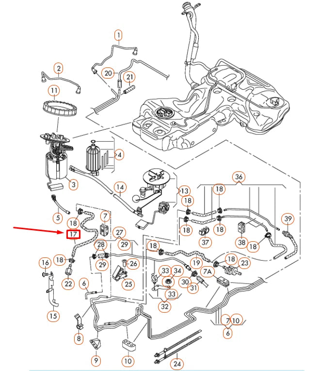 NEW AUDI A4 B8 FEED FUEL HOSE 8T0201215Q ORIGINAL