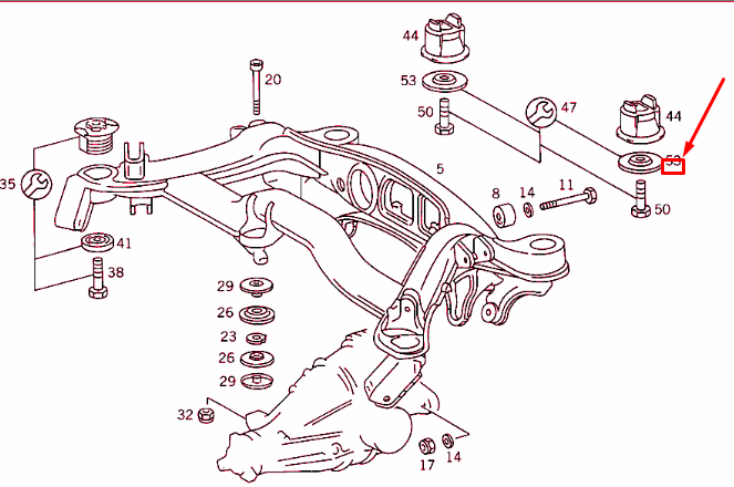 NEW MERCEDES-BENZ SL R129 REAR AXLE SUBFRAME STOP WASHER A2013521246 ORIGINAL