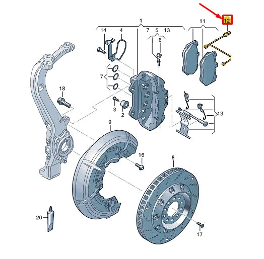 NEW AUDI A3 SPORTBACK 8Y FRONT RH DISC BRAKE PAD WEAR SENSOR 83A615121A ORIGINAL