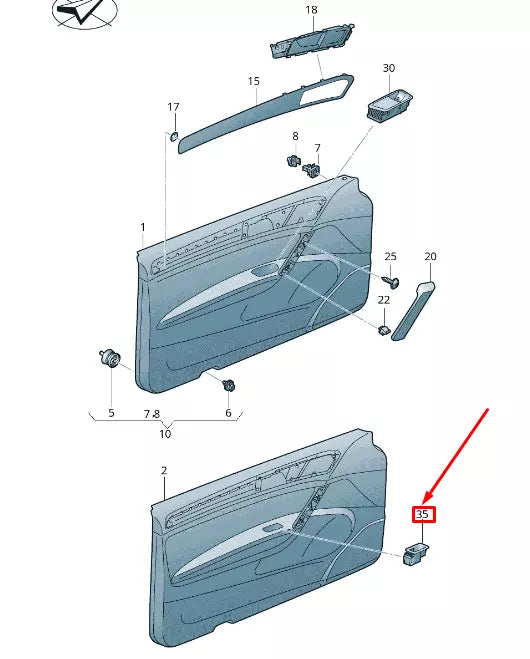 NEW VOLKSWAGEN ARTEON 3H7 FRONT LEFT DOOR SWITCH TRIM LHD 5G0868345ZL4