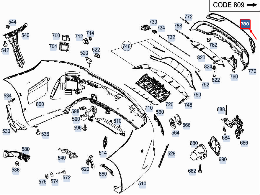 new mercedes-benz c coupe c205 center rear lower bumper trim a2058859301
