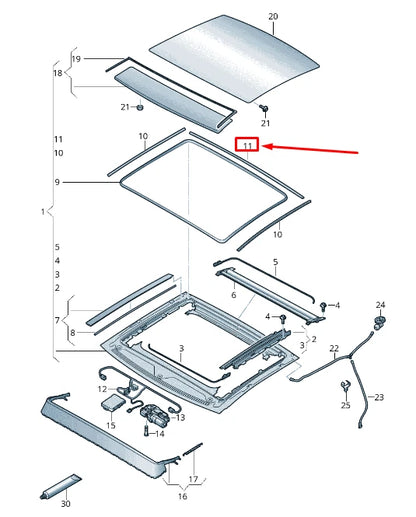 NEW AUDI A6 4A C8 REAR OUTER SUNROOF SEAL 4K9877297A