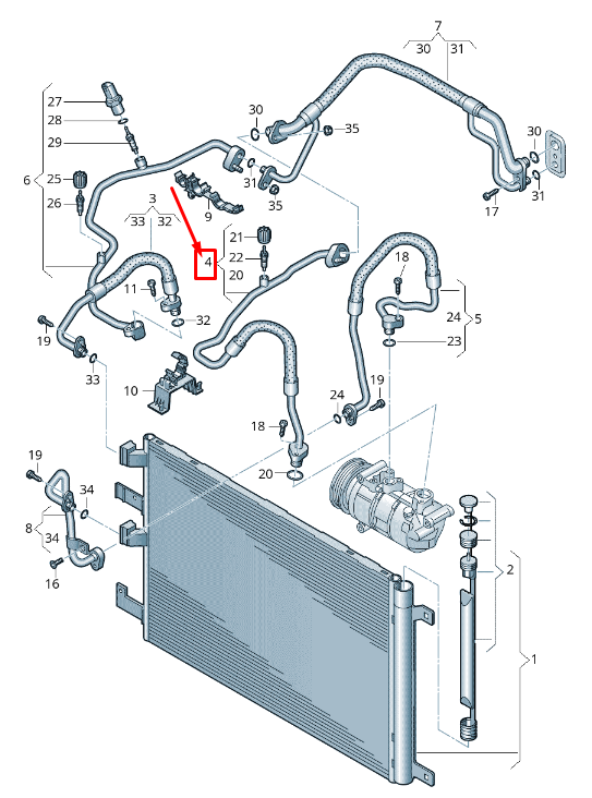 new audi rs3 a/c refrigerant line 8v0816743 original