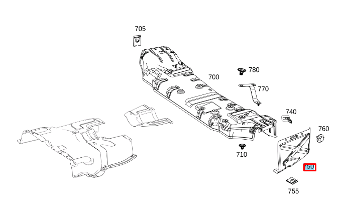 NEW MERCEDES-BENZ GLE W167 REAR RIGHT HEAT PROTECTION A1676802703 ORIGINAL