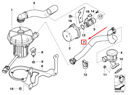 new bmw 5 e60 secondary air injection hose 11727556956 7556956 original