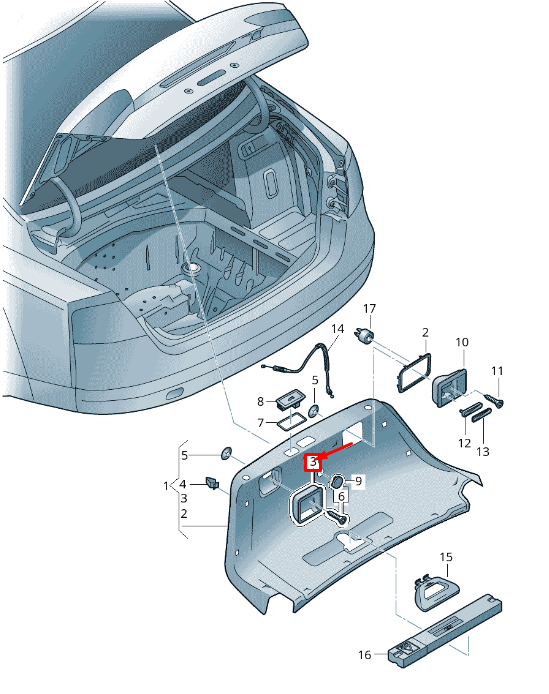 NEW AUDI A8 4H REAR DECK LID HANDLE SHELL 4H08678219B9 4H0867821 9B9 ORIGINAL