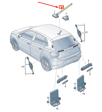 new vw polo aw rod-type aerial 6c0035849k original