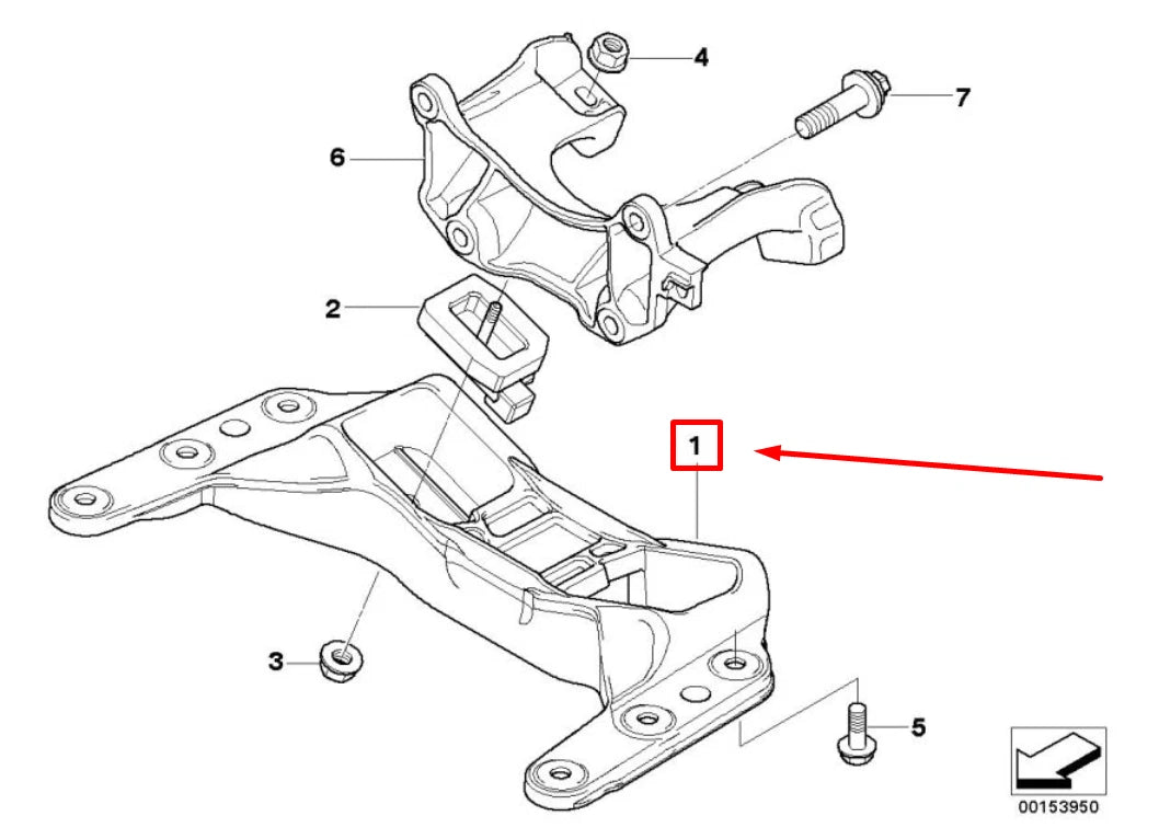 NEW BMW 3 E90 TRANSMISSION CROSS MEMBER 2283099 22312283099 ORIGINAL