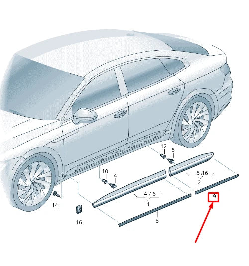 NEW VOLKSWAGEN ARTEON 3H7 REAR RIGHT DOOR LOWER MOLDING 3G88533343Q7