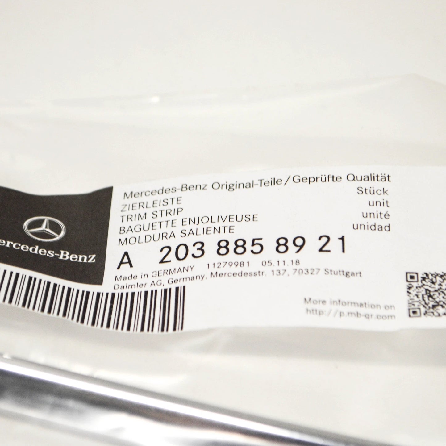 NEW MERCEDES-BENZ C CL203 REAR BUMPER LEFT CHROME MOLDING A2038858921