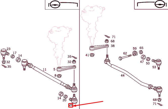 NEW MB G W463 STEERING LINKAGE RIGHT BALL JOINT LHD A0024601648 ORIGINAL