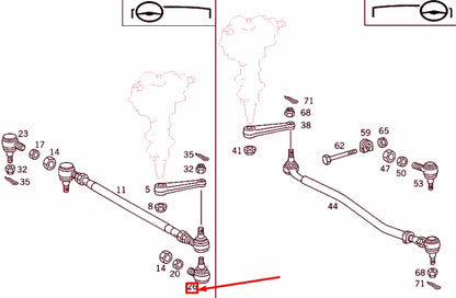 NEW MB G W463 STEERING LINKAGE RIGHT BALL JOINT LHD A0024601648 ORIGINAL