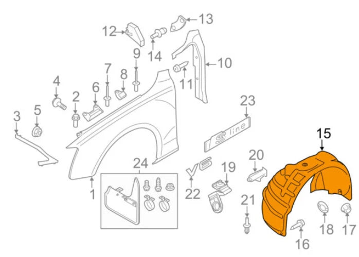 NEW AUDI A5 8T REAR LEFT SIDE WHEEL HOUSING LINER 8T8810171A