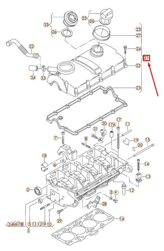 NEW VOLKSWAGEN BEETLE 9C ENGINE CYLINDER HEAD VALVE COVER 038103469AF ORIGINAL