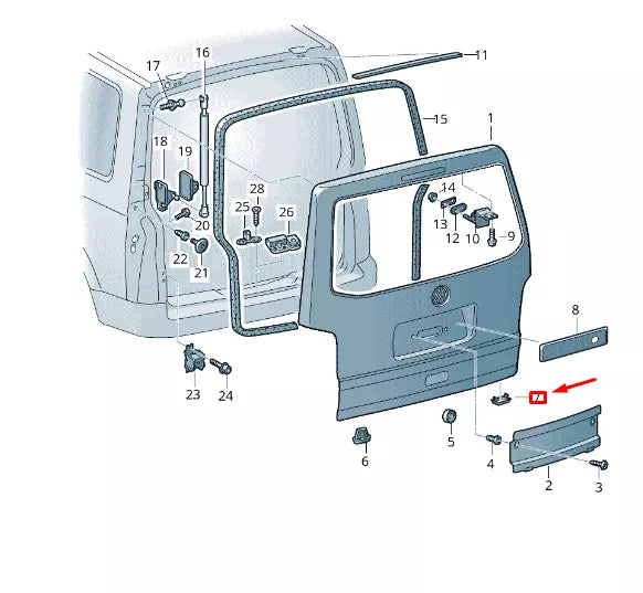 NEW VW TRANSPORTER VI T6 REAR LID PUSH BUTTON FRAME 7E5827739A9B9