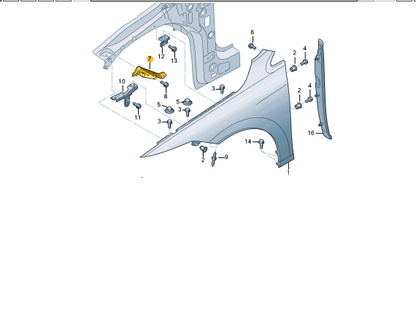 NEW VOLKSWAGEN GOLF MK8 CD FRONT LEFT FENDER HOLDER 5H0821135 ORIGINAL