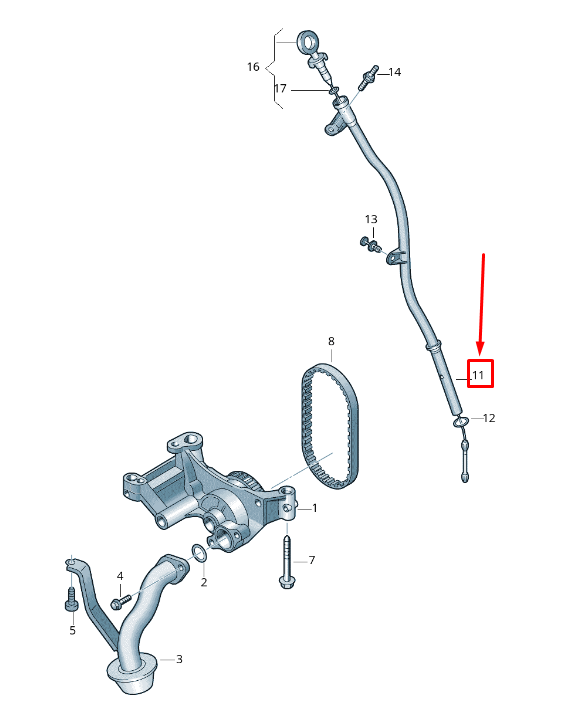 new vw amarok 2h oil dipstick tube 03l115629e original