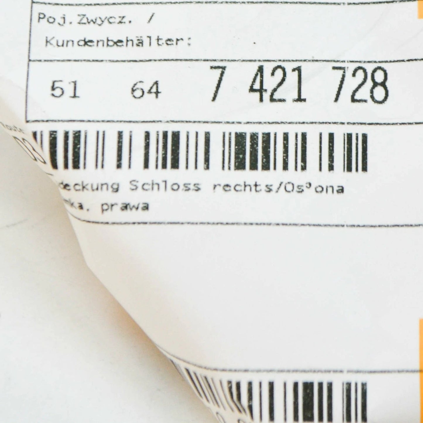 NEW BMW X5 G05 FRONT PANEL RIGHT BRACKET 51647421728 7421728 ORIGINAL