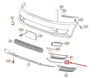 NEW VW PASSAT B7 FRONT BUMPER RIGHT GRILLE CHROME STRIP 5618531022ZZ ORIGINAL