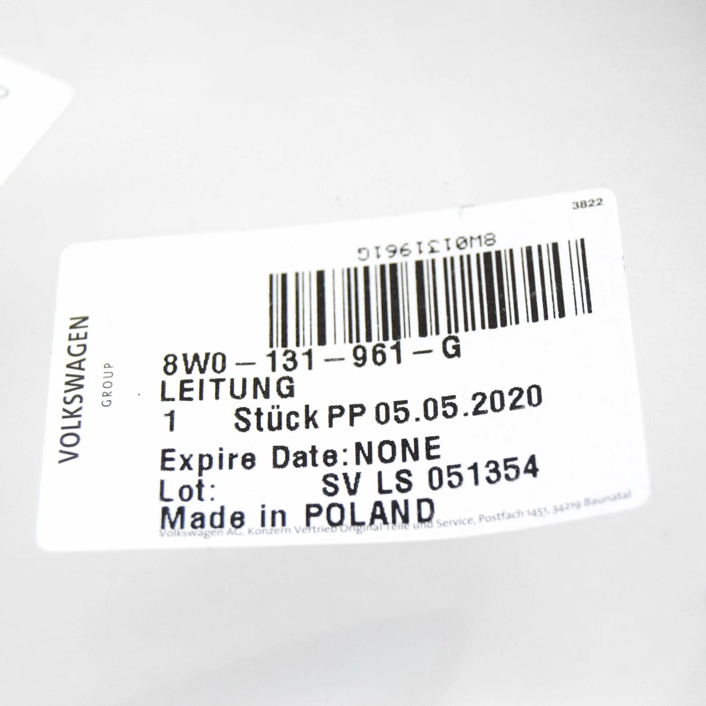 NEW AUDI A4 AVANT B9 ADBLUE TRANSFER LINE 8W0131961G ORIGINAL