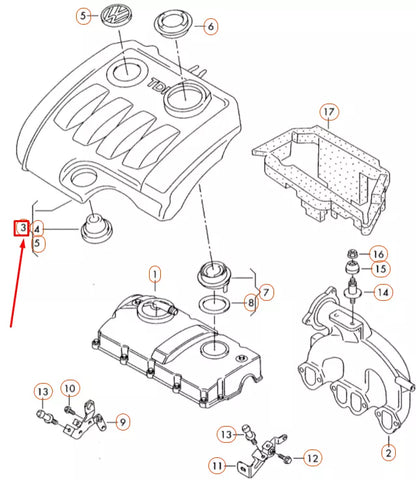 NEW VOLKSWAGEN BEETLE 9C ENGINE INTAKE MANIFOLD COVER 038103925ED ORIGINAL
