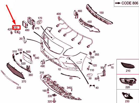 new mercedes-benz cla c117 front outside distance sensor a00090556045890