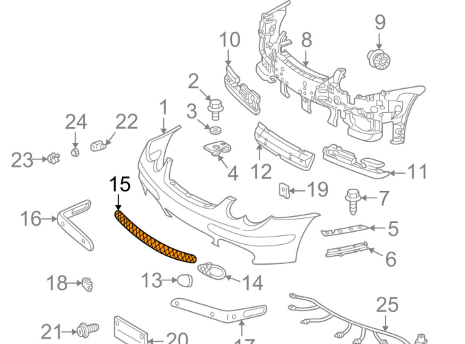 new mercedes benz c w203 front bumper lower center grille a2038853023 original