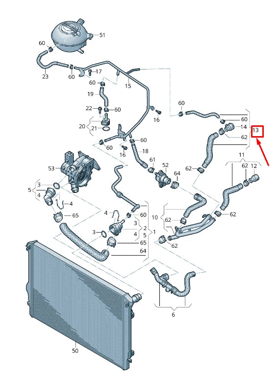 NEW VW BEETLE 5C HVVAC HEATER COOLANT HOSE 5C0122157G