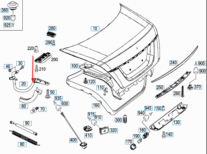 new mercedes-benz s coupe c216 right side bootlid hinge a2167500228 original