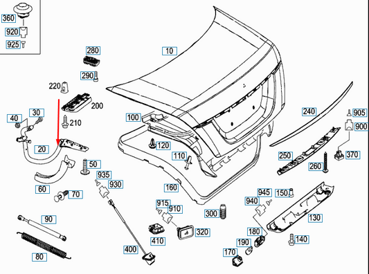 new mercedes-benz s coupe c216 right side bootlid hinge a2167500228 original