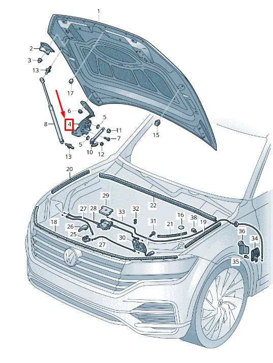 NEW VW TOUAREG CR FRONT RIGHT BONNET HINGE 760823302F ORIGINAL