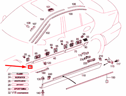 NEW MERCEDES-BENZ C W203 FRONT RIGHT FENDER STRIP A20369048629999 ORIGINAL