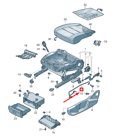 NEW VOLKSWAGEN T-ROC A11 FRONT RIGHT SEAT RETAINING BAR 5NA881560 ORIGINAL