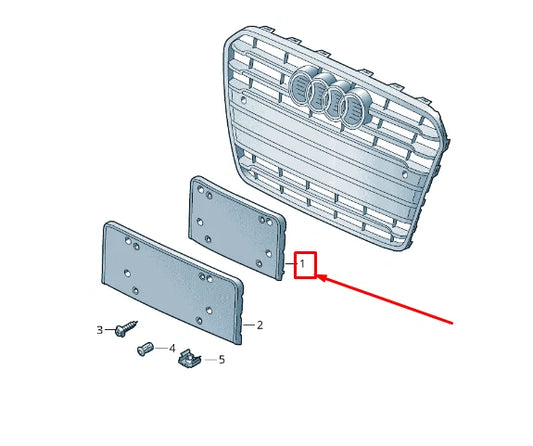 NEW AUDI Q5 8R FRONT BUMPER LICENSE PLATE BRACKET 8R0807285S1RR ORIGINAL