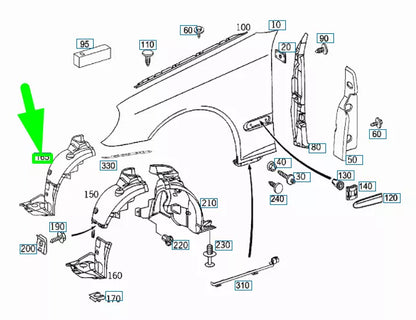 NEW MB CLK C209 AMG FRONT LEFT WHEEL ARCH LINER FRONT PART A2098800905 ORIGINAL