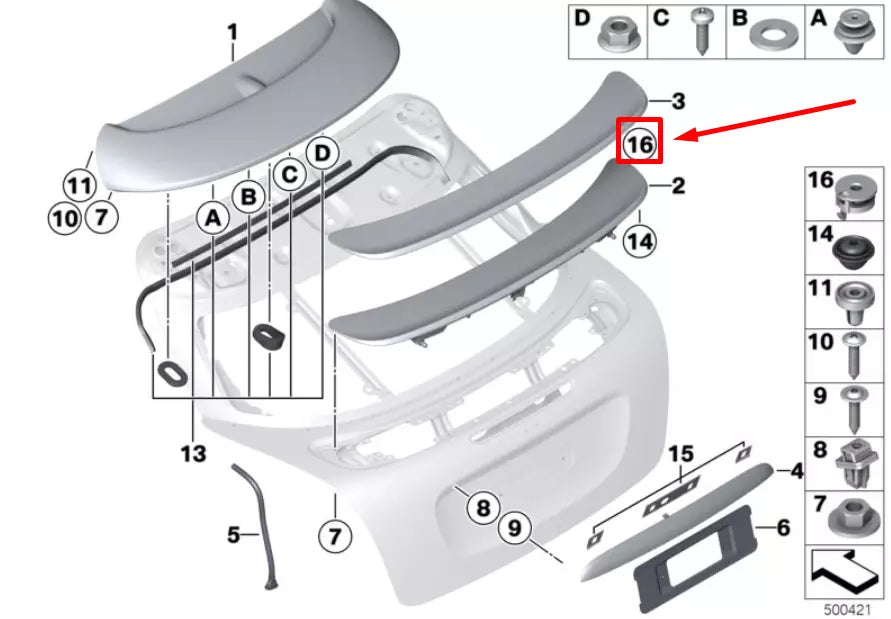 NEW BMW Z4 COUPE E86 TRUNK LID SPACER HOLDER 7054471 63127054471 ORIGINAL