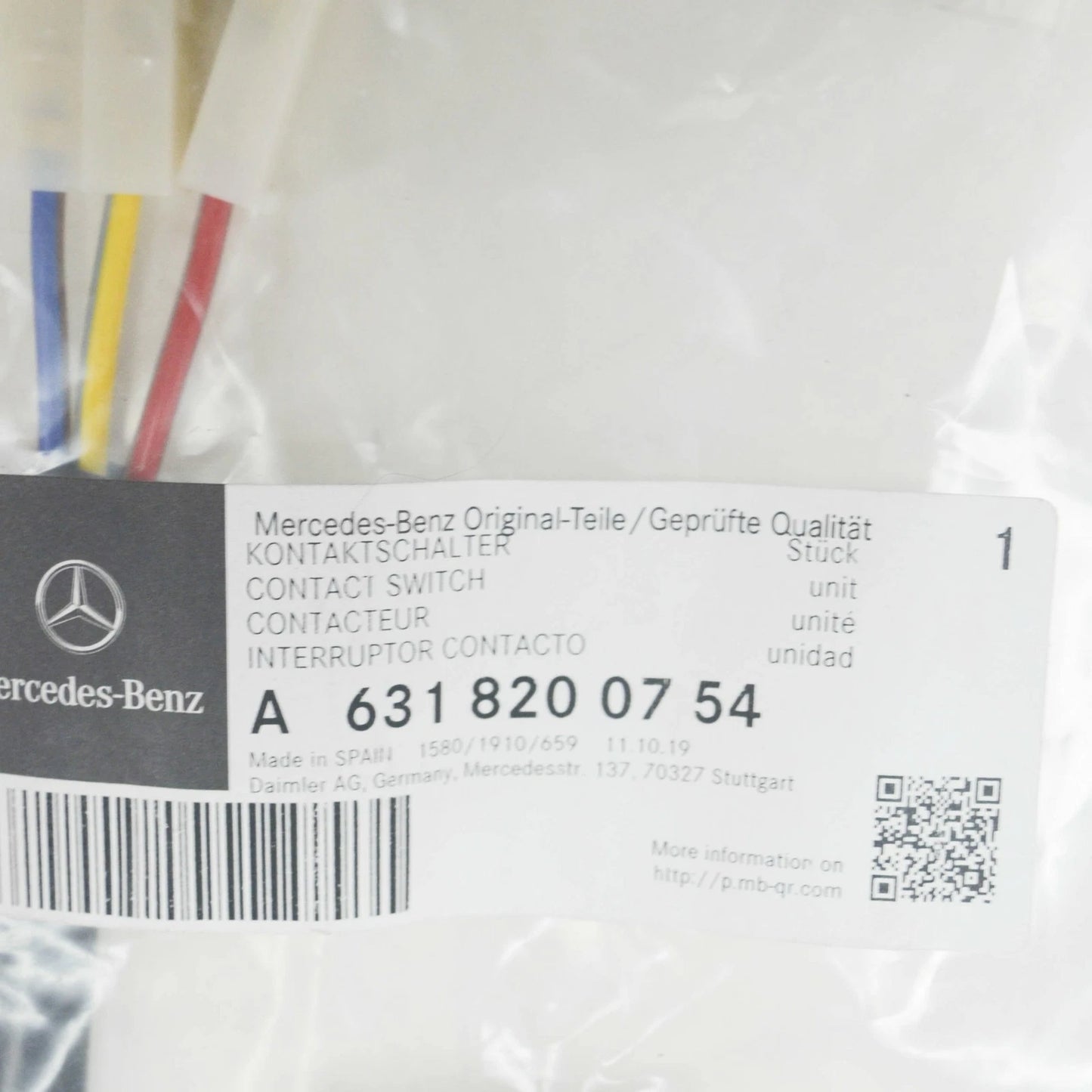 NEW MB SPRINTER 903 REAR DOOR INTERIOR LAMP CONTACT SWITCH A6318200754 ORIGINAL